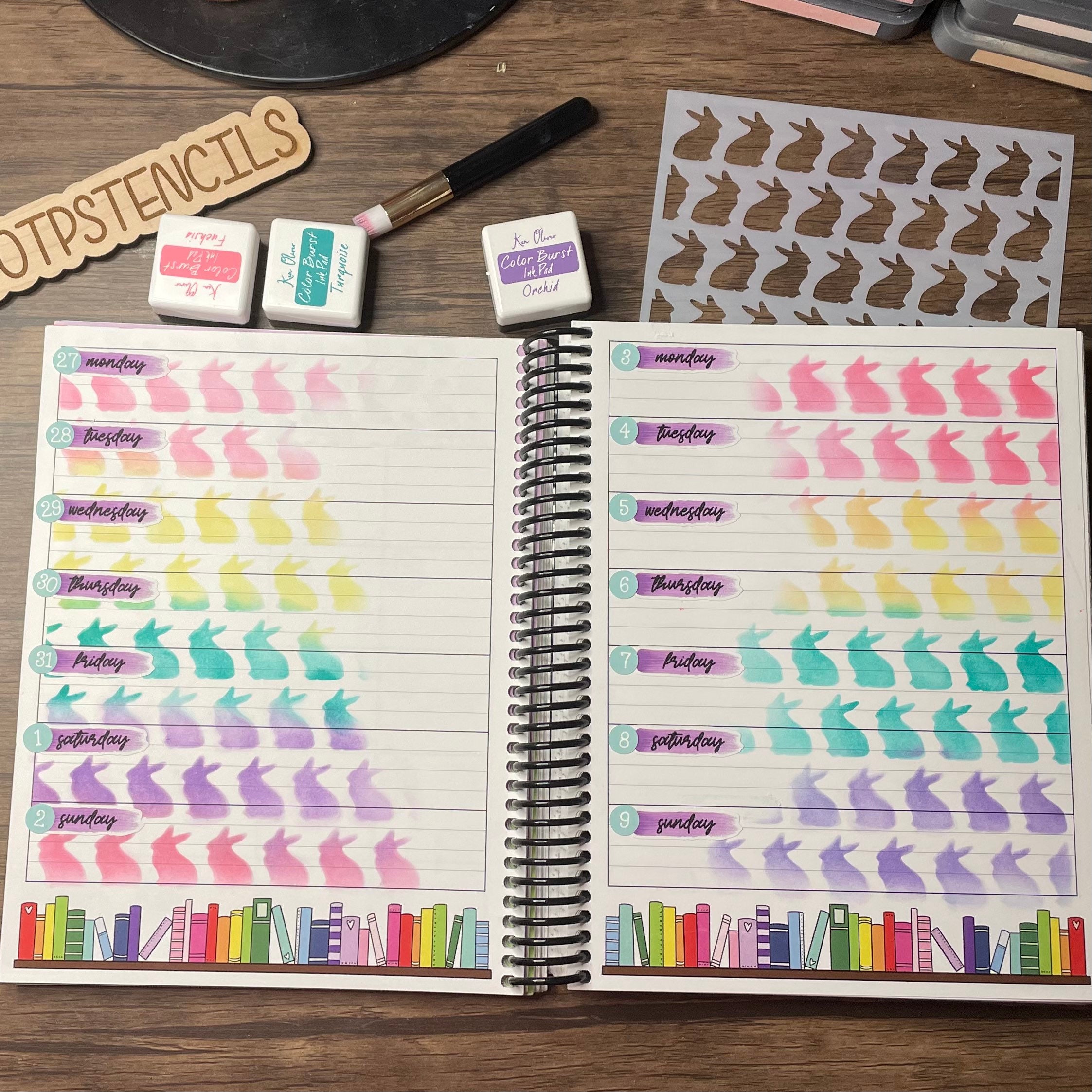 Ultimate Productivity Planner Set: Easter Bunny Figurines Journal Stencils  For A5 Dotted Journals From Caocaofang, $11.44
