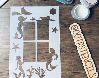 Mermaid Layout A5 Stencil /Inking cover  Planner/Bullet Journal/Art Journal/Inking Stencil