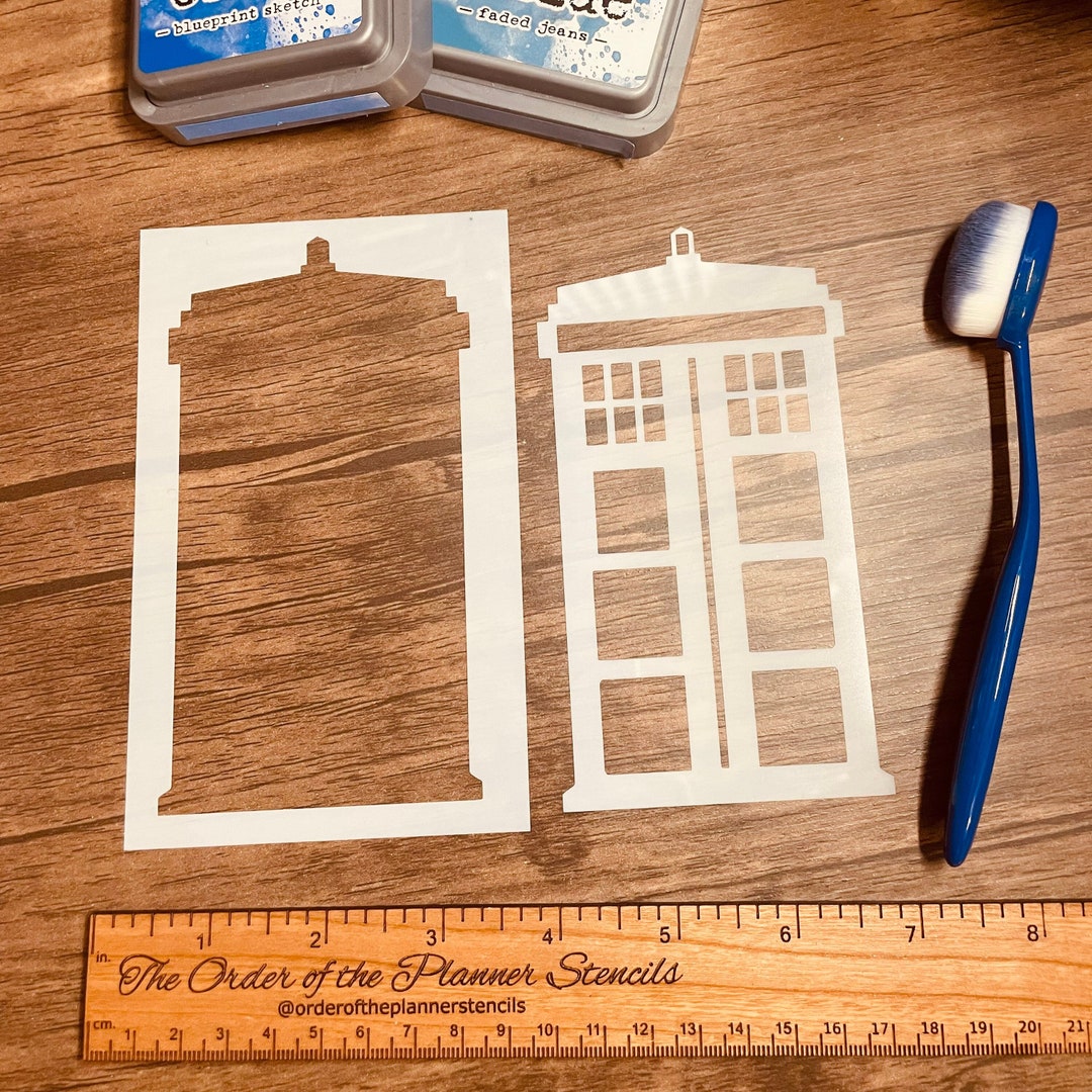 Police Box Pattern Police Box Stencil, Planner/journal Inking Cover - Etsy