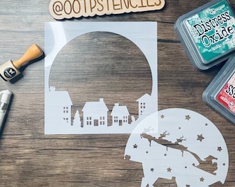 Christmas Eve Village Stencil Set: Planner, Art Journal, Card Making