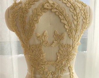 1 pair Gold Retro Applique Collar Altered Clothing Sewing Bride Headwear