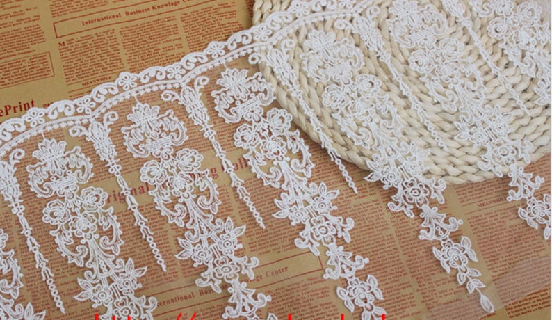 Vintage Embroidered Trims Tulle Lace Edging DIY Dress Skirt Costume Material 1 Y