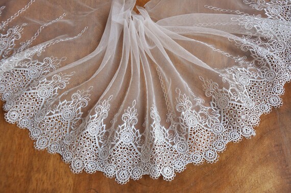 1pc Red-crowned Cranes Floral Lace Embroidery Applique Collar Altered Clothing