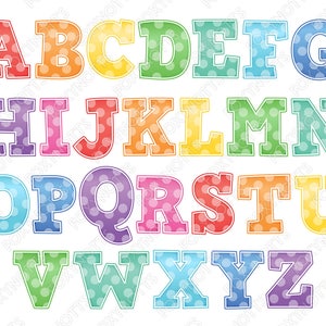 Rainbow Polka Dot Alphabet & Numbers Clip Art: Digital Download, Font ...