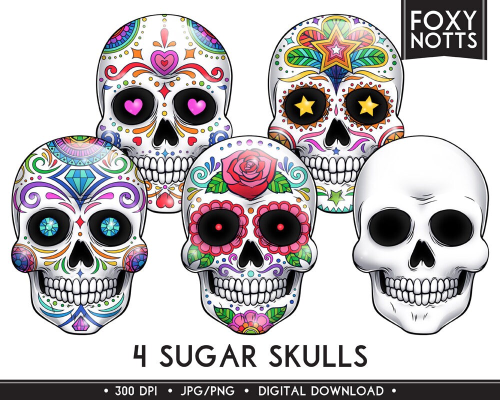 Day Of The Dead Sugar Skull Clip Art Halloween Candy Etsy