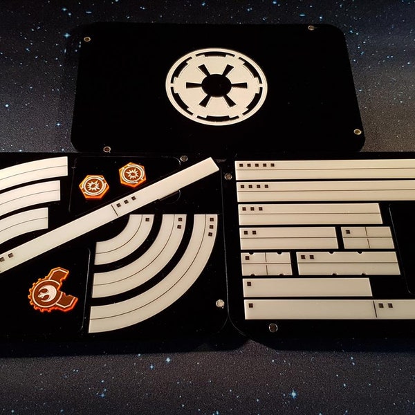 Star Wars X-Wing Compatible V2 Acrylic Gaming Template Tray. Imperial Lid