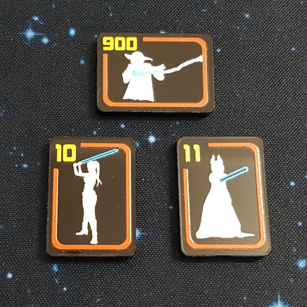 Star Wars X-Wing Compatible V2 Acrylic Colour Printed Jedi Target Lock Tokens 9-11