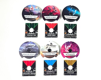 Star Wars X-Wing Compatible. XWA Legends and Relics Pilots Full Dial and Movement, Ship Base Plates.