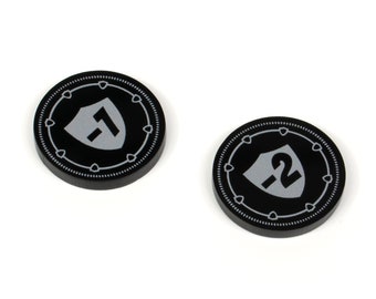 Fichas modificadoras de armadura -1/-2 para Flesh and Blood TCG