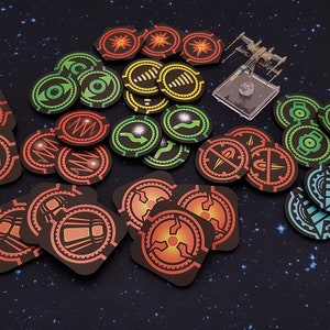 Star Wars X-Wing Compatible V2 Acrylic Colour Printed Gaming Over Sized Tokens.