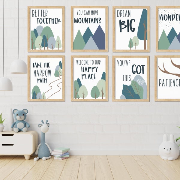 Nature Classroom Posters / Classroom Decor / Elementary Decor / Classroom Art / Mountain Classroom Bundle / Blue and Green Classroom Decor