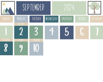 Klaskalender / Klaskalenderkit / Klaslokaal natuurthema / Ochtendkalender voor kleuterschool / Eerste leerjaar / Decor natuurthema