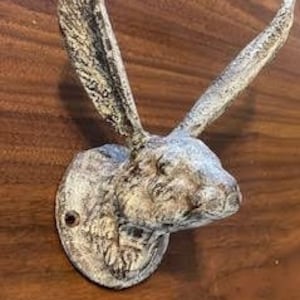 Cast Iron Rabbit Hook 2 Colors Avail antique White or Rustic Brown Jack  Rabbit 