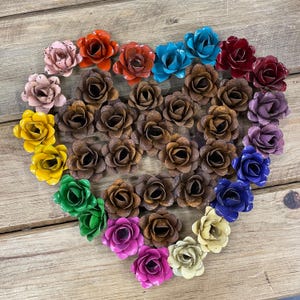 1.75&quot; Rustic metal rose  -approx 1.75&quot; no leaves (many colors available) SKU# Rose150