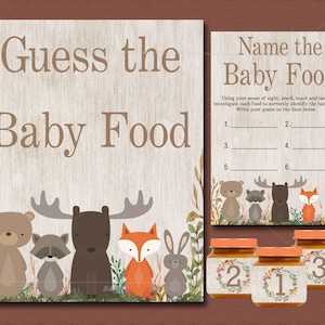 Woodland Baby Shower Game, Guess the Baby Food game & sign, Printable, Name the food game, Forest Animals Baby Shower, INSTANT DOWNLOAD  016