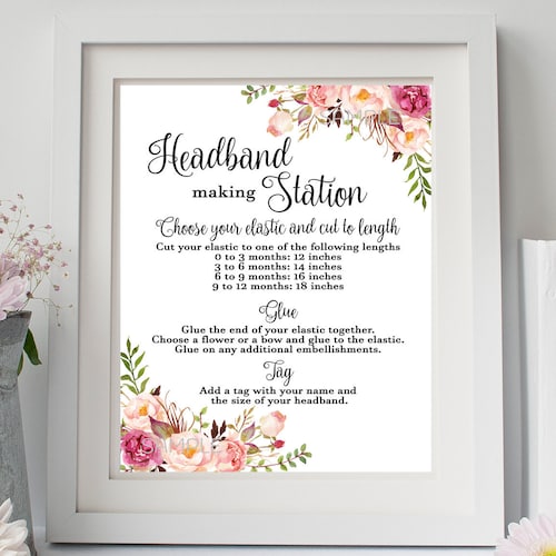 Headband Making Station Sign Printable Girl Baby Shower Game - Etsy