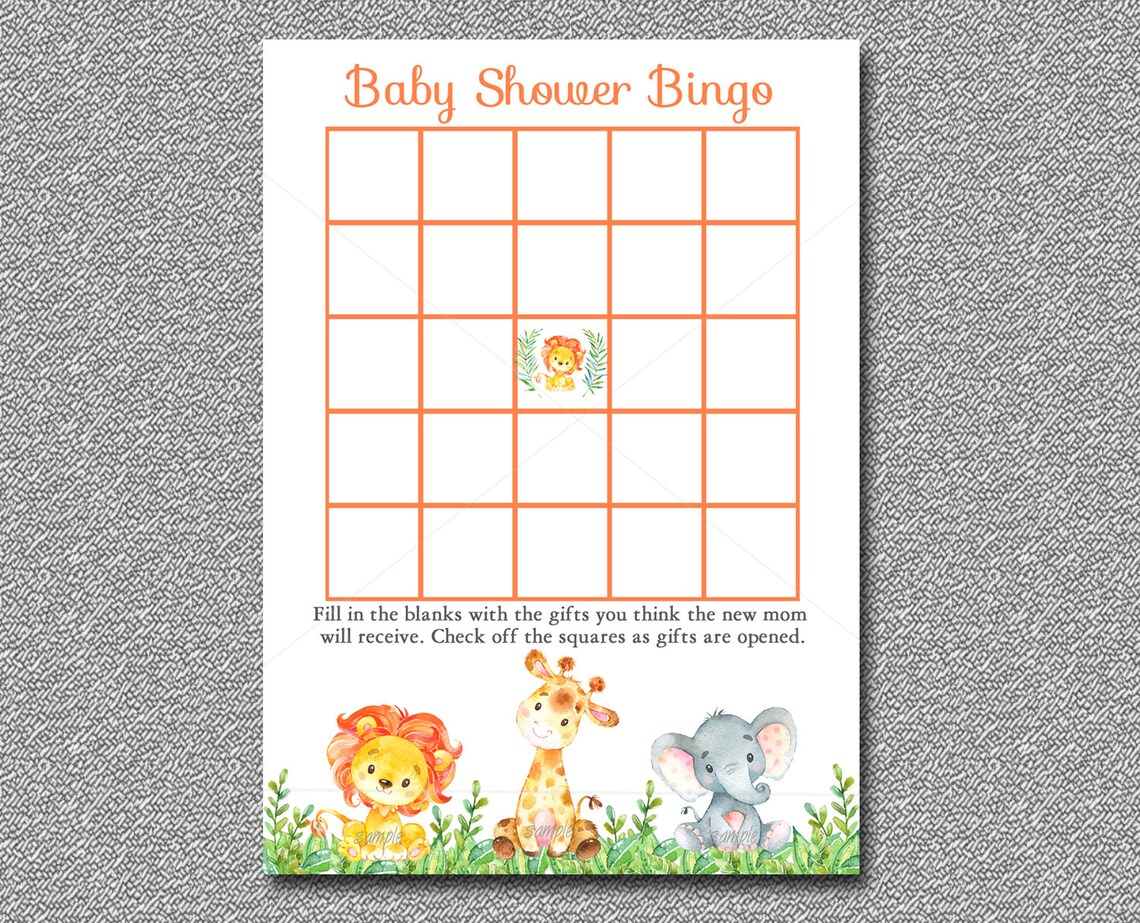 Safari Baby Shower Game Bingo Printable Jungle Baby Shower | Etsy