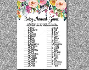 Floral Baby Shower Game, Baby Animals Game, Flower Baby Shower game, Printable Baby Shower, Boho Baby Shower - Instant Download  020