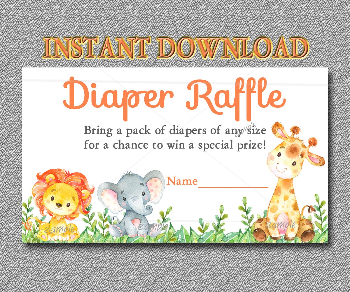 safari diaper raffle card printable safari baby shower etsy