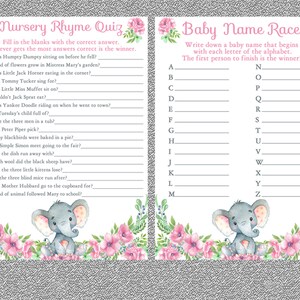 Pink Elephant Baby Shower GAMES, Set of 8 Printable Games, Elephant ...