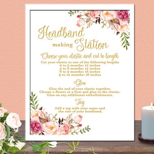 Headband Making Station Sign Printable Free