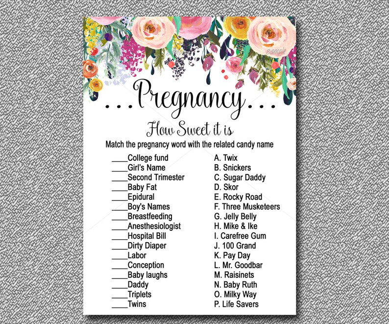 Floral Baby Shower Game How Sweet It Is Game Printable Etsy Floral baby shower game how sweet it is game printable etsy