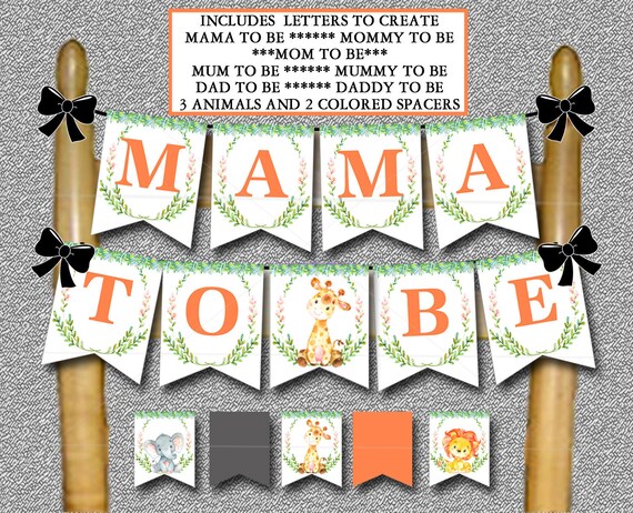 Safari Baby Shower Mama To Be Chair Banner Mom To Be Mommy Etsy