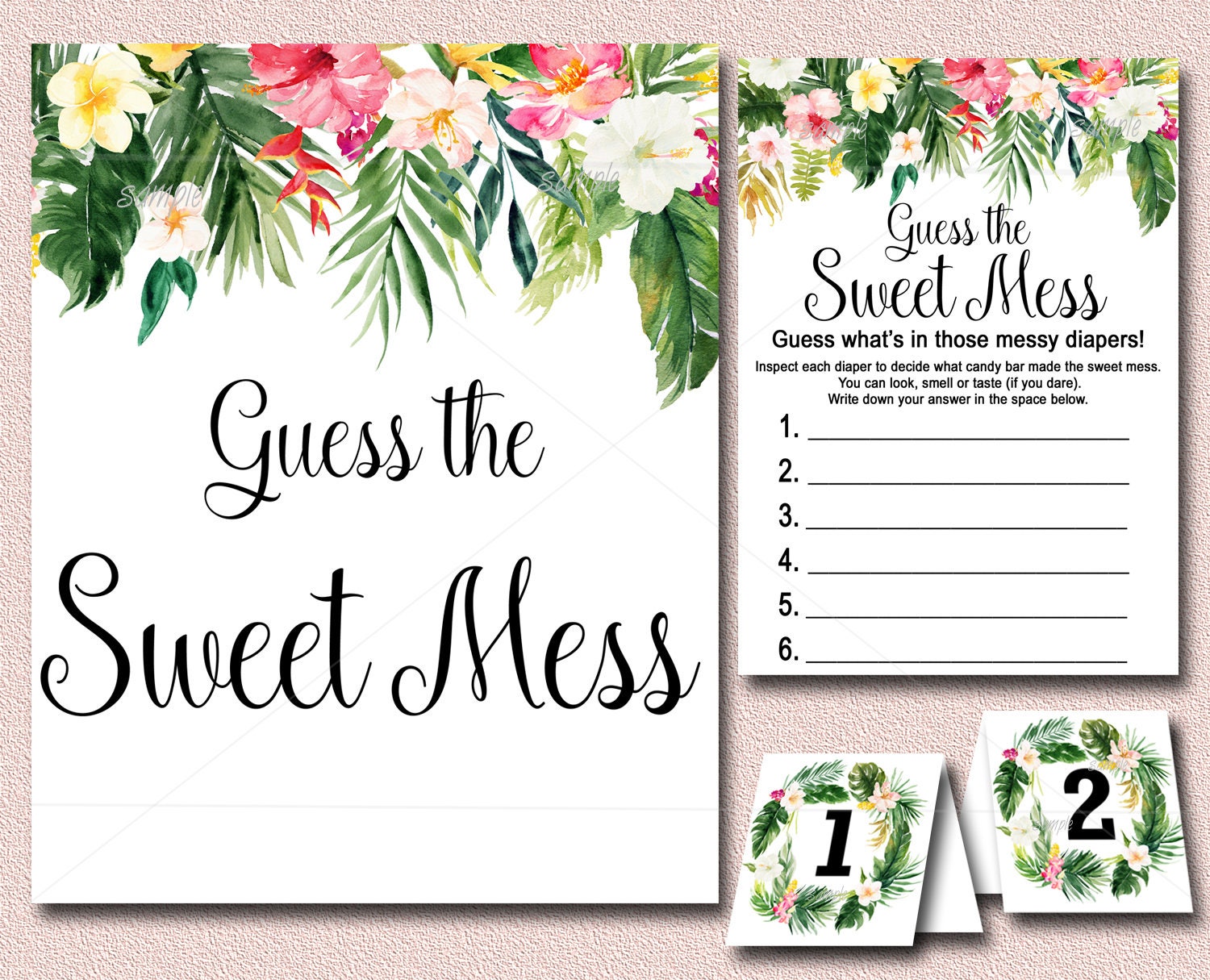 Tropical Baby Shower Game Guess the Sweet Mess Game Candy - Etsy