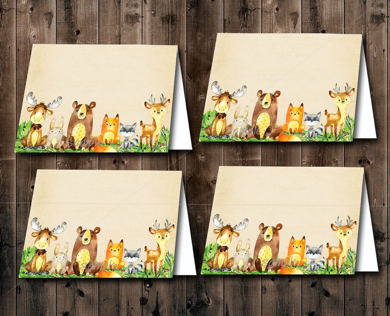 Woodland Baby Shower Food Tent Cards or Place Cards Printable Forest Baby Shower Woodland Animals Baby Shower INSTANT Download 010