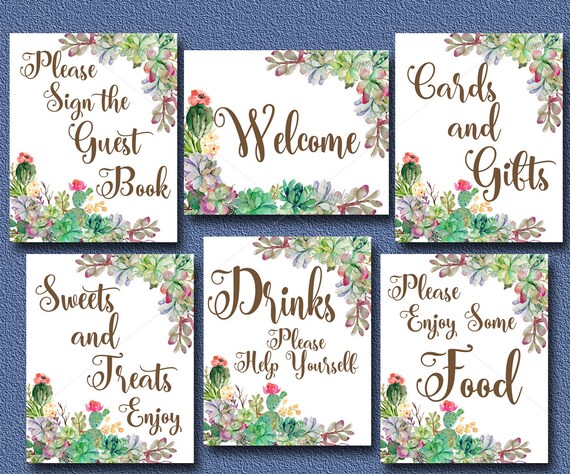 Succulent Baby Shower Table Signs Set Of 6 Printable Cactus Baby Succulent Baby Shower Table Signs Set Of 6 Printable Cactus Baby