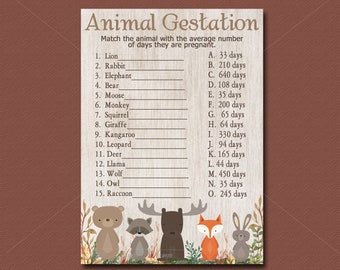 Woodland Baby Shower Game, Animal Drachtspel, Afdrukbaar, Woodland Baby Shower Game, Animal Zwangerschapsspel, INSTANT DOWNLOAD 016