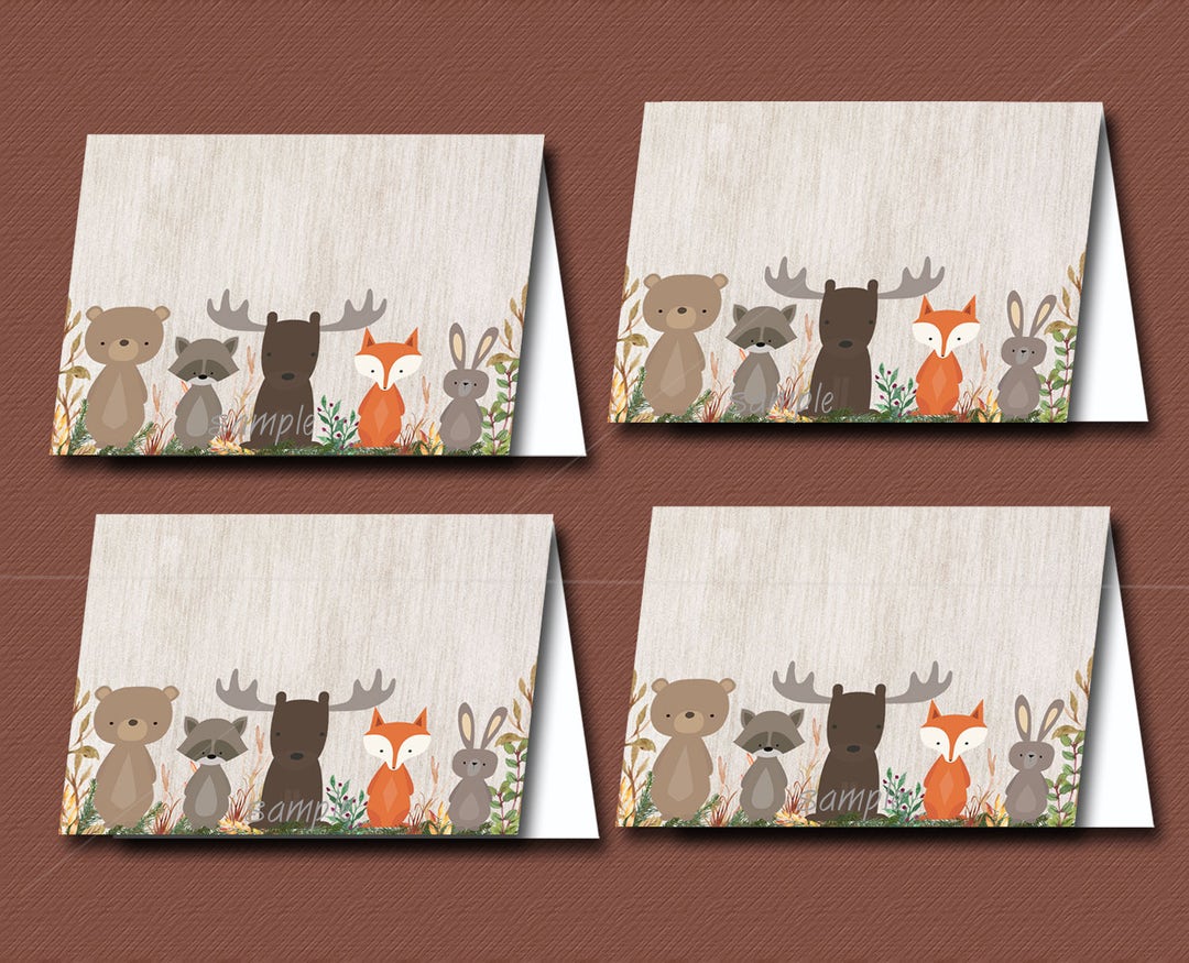 Woodland Baby Shower Food Tent Cards or Place Cards Printable Etsy
