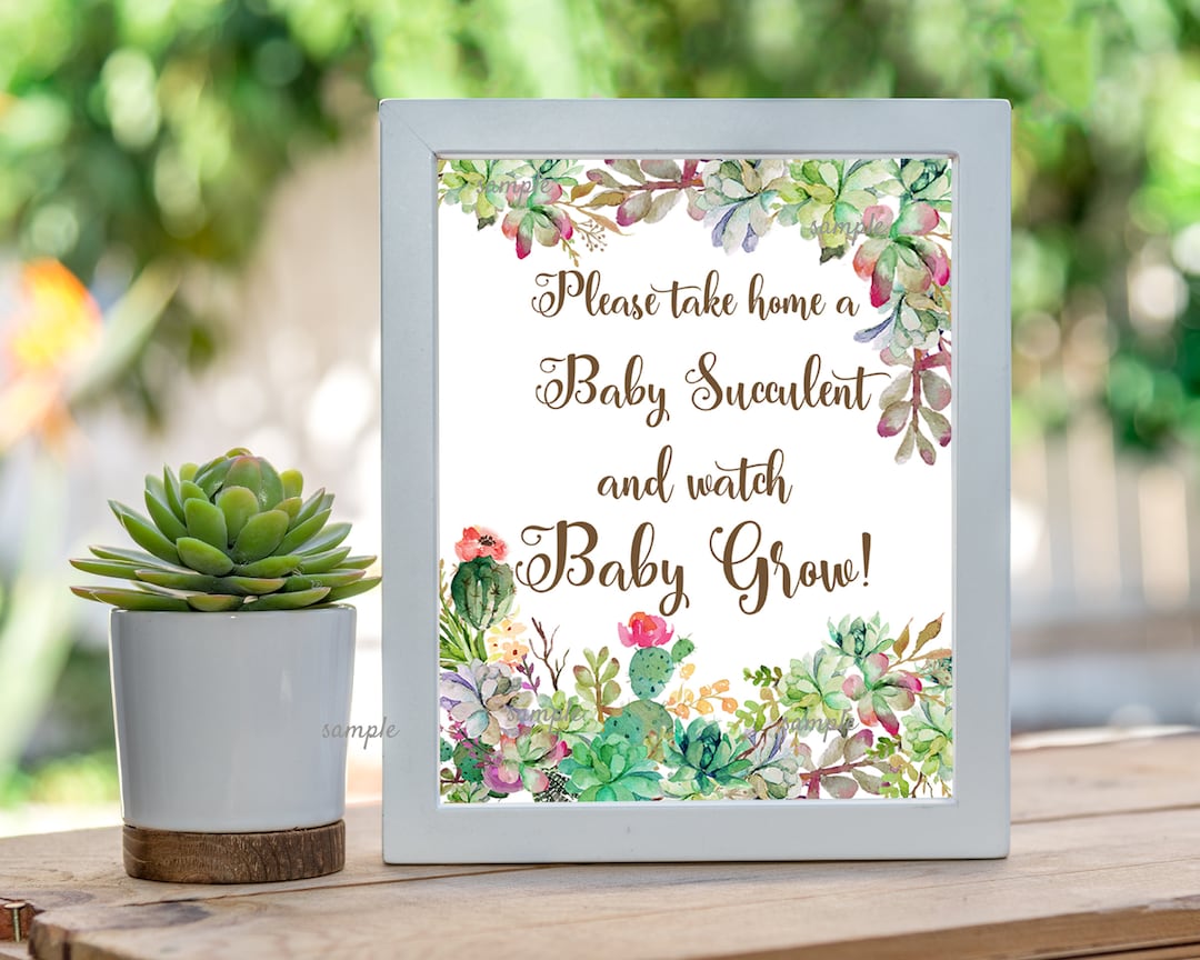 Succulent Baby Shower Favor Sign, Cactus Baby Shower 8x10 Printable ...