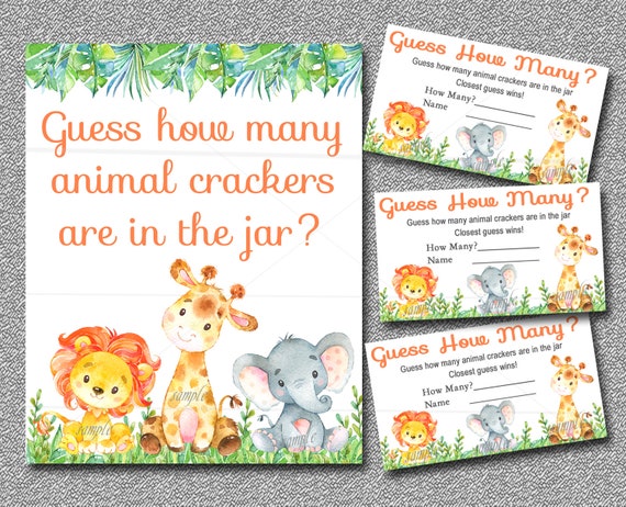 Safari Guess How Many Animals Guessing Game Printable Baby Shower Game Safari Baby Shower Jungle Animal Baby Shower Instant Download 001 A
