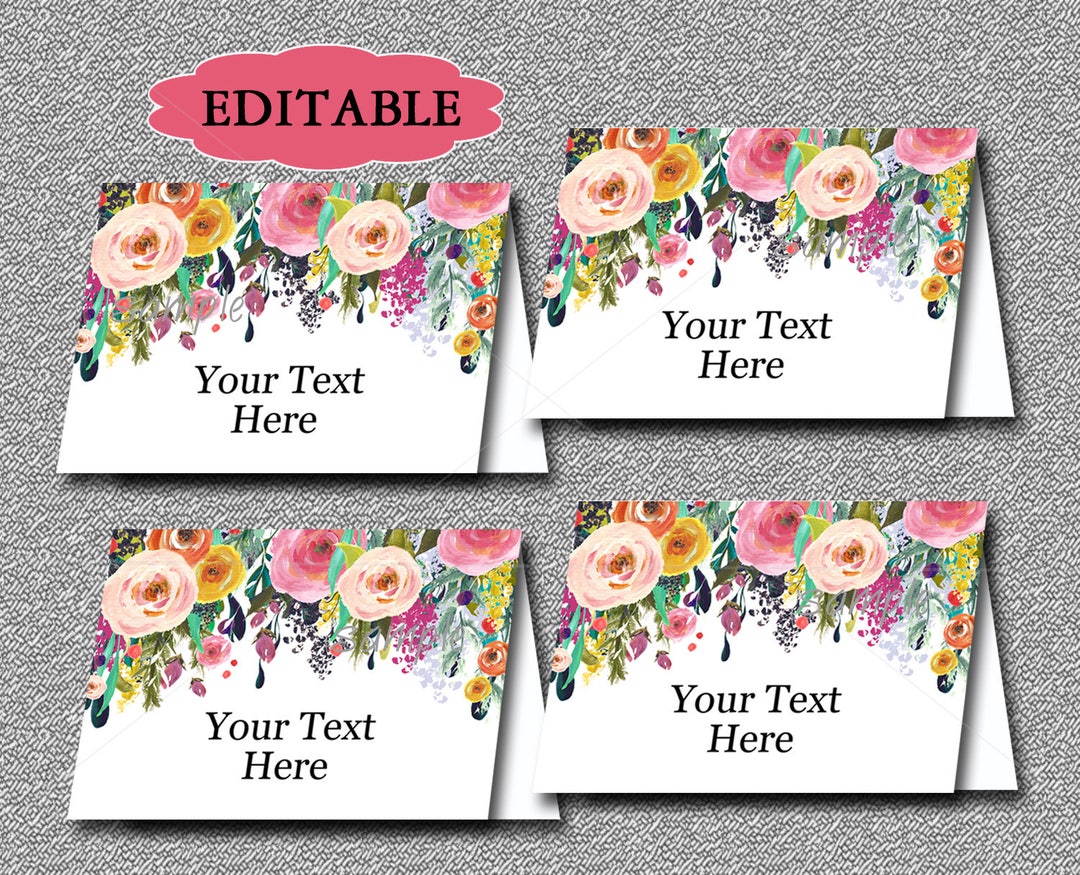 EDITABLE Tent Cards Floral Place Cards Buffet Labels Food Etsy