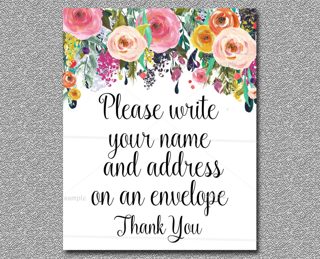 Floral Baby Shower Address Sign Printable, Boho Baby Shower Table Sign ...