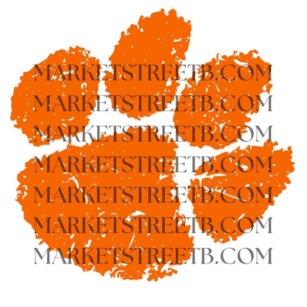 Orange Animal Paw Vintage - Tiger Paw, Jaguar Orange Paw, Clemson PNG SVG