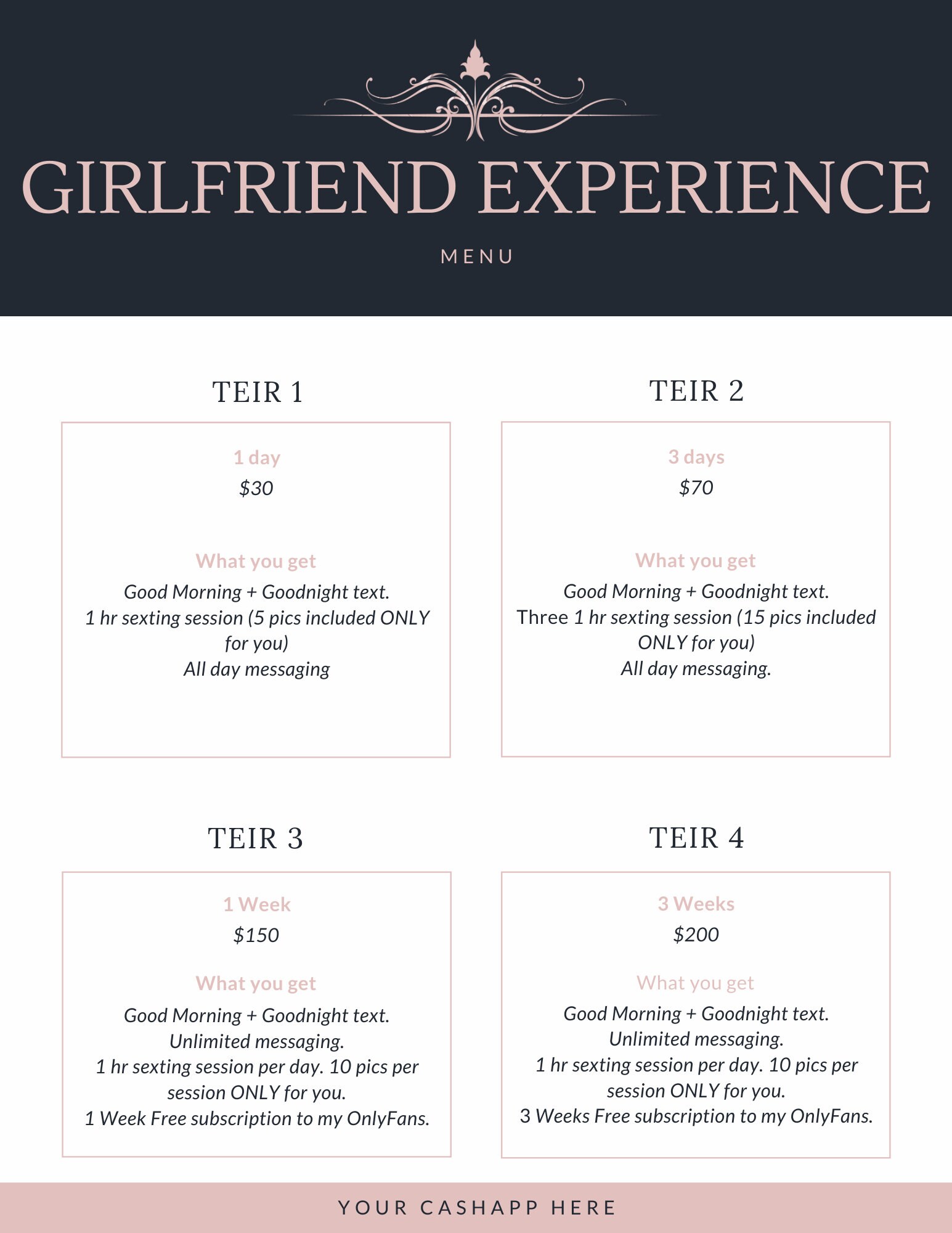 Editable Onlyfans GF Experience Menu Etsy