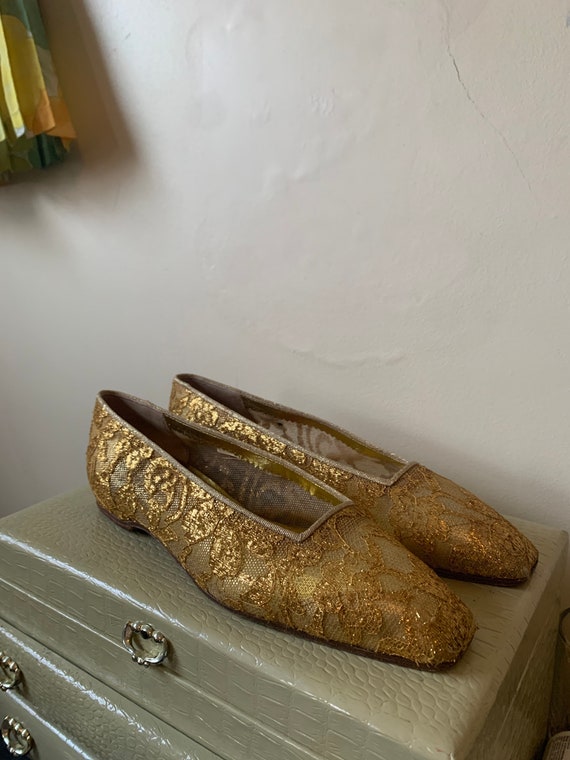 Christian Lacroix Golden Flats, flat pointed toe g