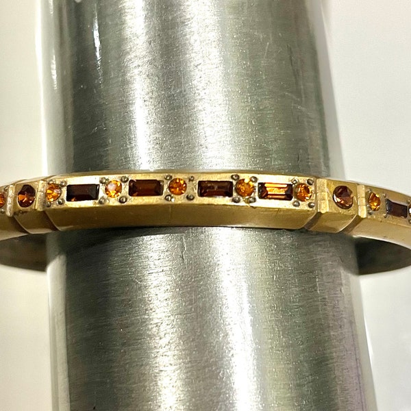 Vintage Karen Palmer Bangle w/Amber Rhinestones