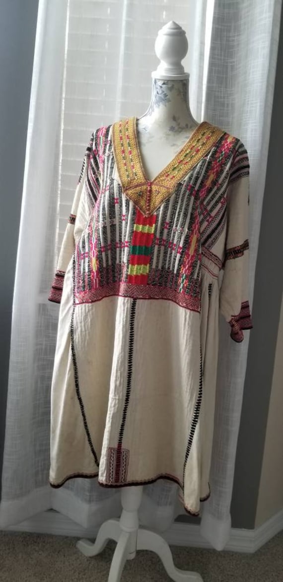 Vintage hand woven hand embroidered Nooristan dres