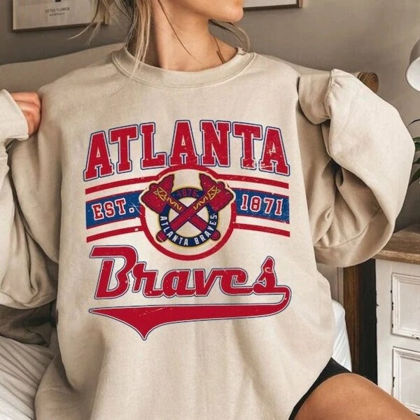 Vintage Atlanta EST 1871 Baseball Sweatshirt, Atlanta Crewneck Sweatshirt, Retro Atlanta Baseball Shirt, Atlanta Fan Gift, Game Day Shirt