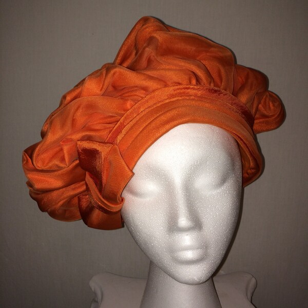 Vintage Organza Hat Lisa NY Paris Orange Kentucky Derby Horse Racing Elegant Millinery Union Made in the USA New York Bow Costume KISVTEAM