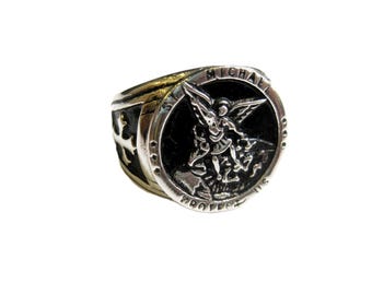 Silver Saint Michael Archangel ring