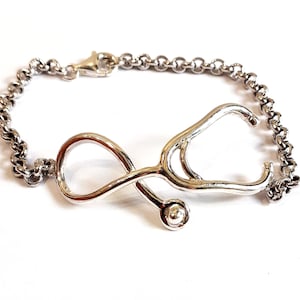 Silver stethoscope bracelet