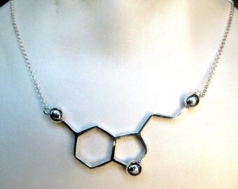 Serotonin necklace the molecule of happiness in silver