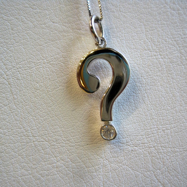 Silver pendant, question mark