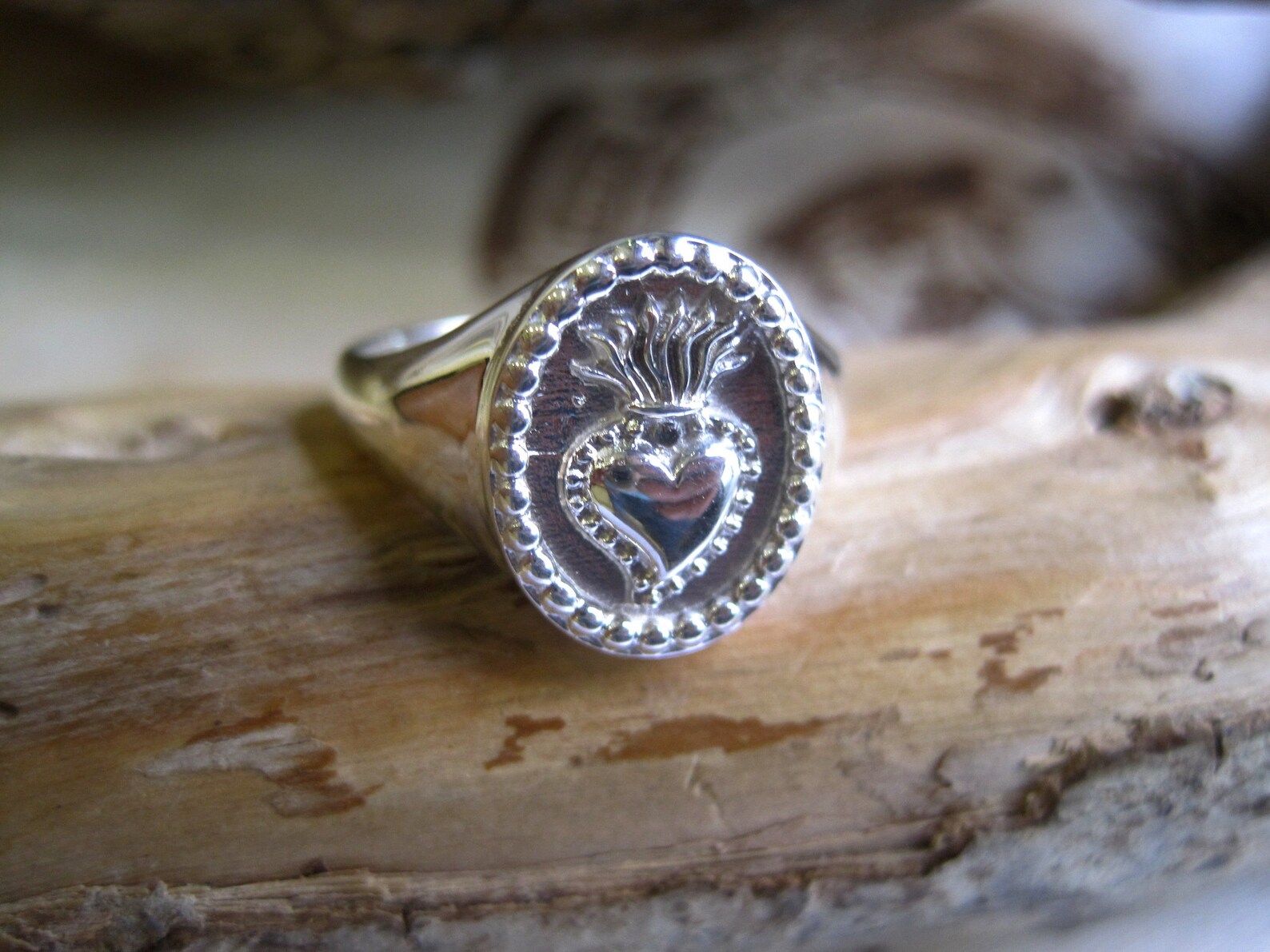 Sacred Heart Silver Ring - Etsy