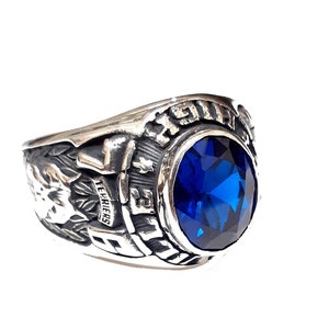 American college ring in silver