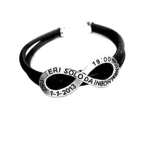 Pulsera infinito plata y cuero